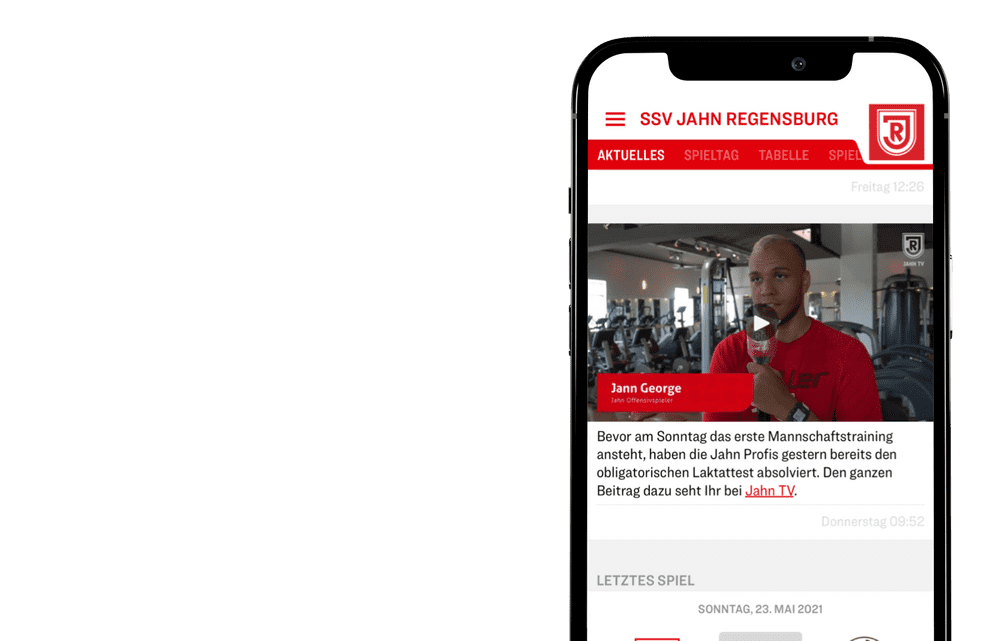 SSV Jahn App- Spiel Liveticker mit Tickaroo technologie und Kader Aufstellungen