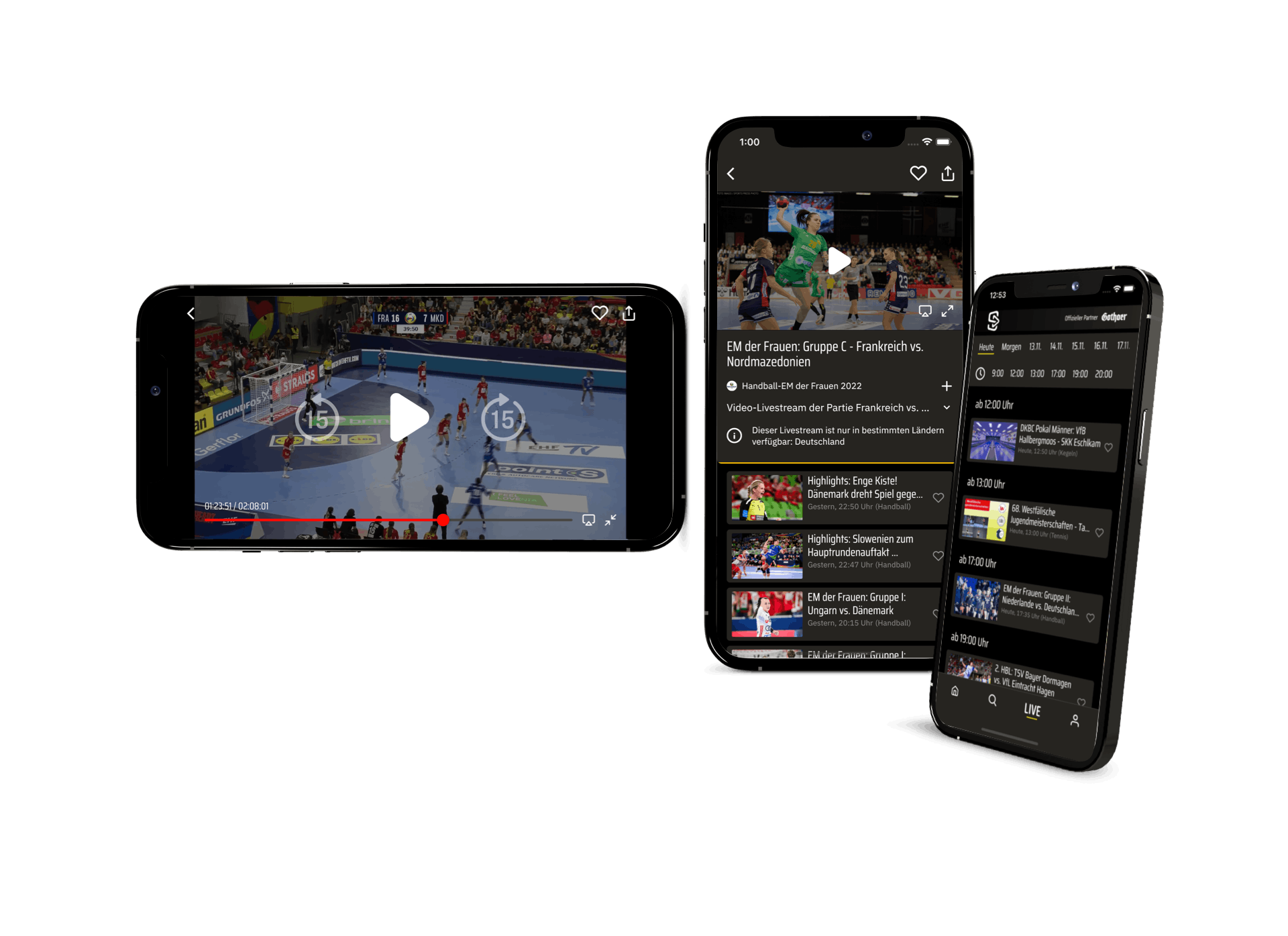 iPhones mit Screenshots von der neuen SDTV app