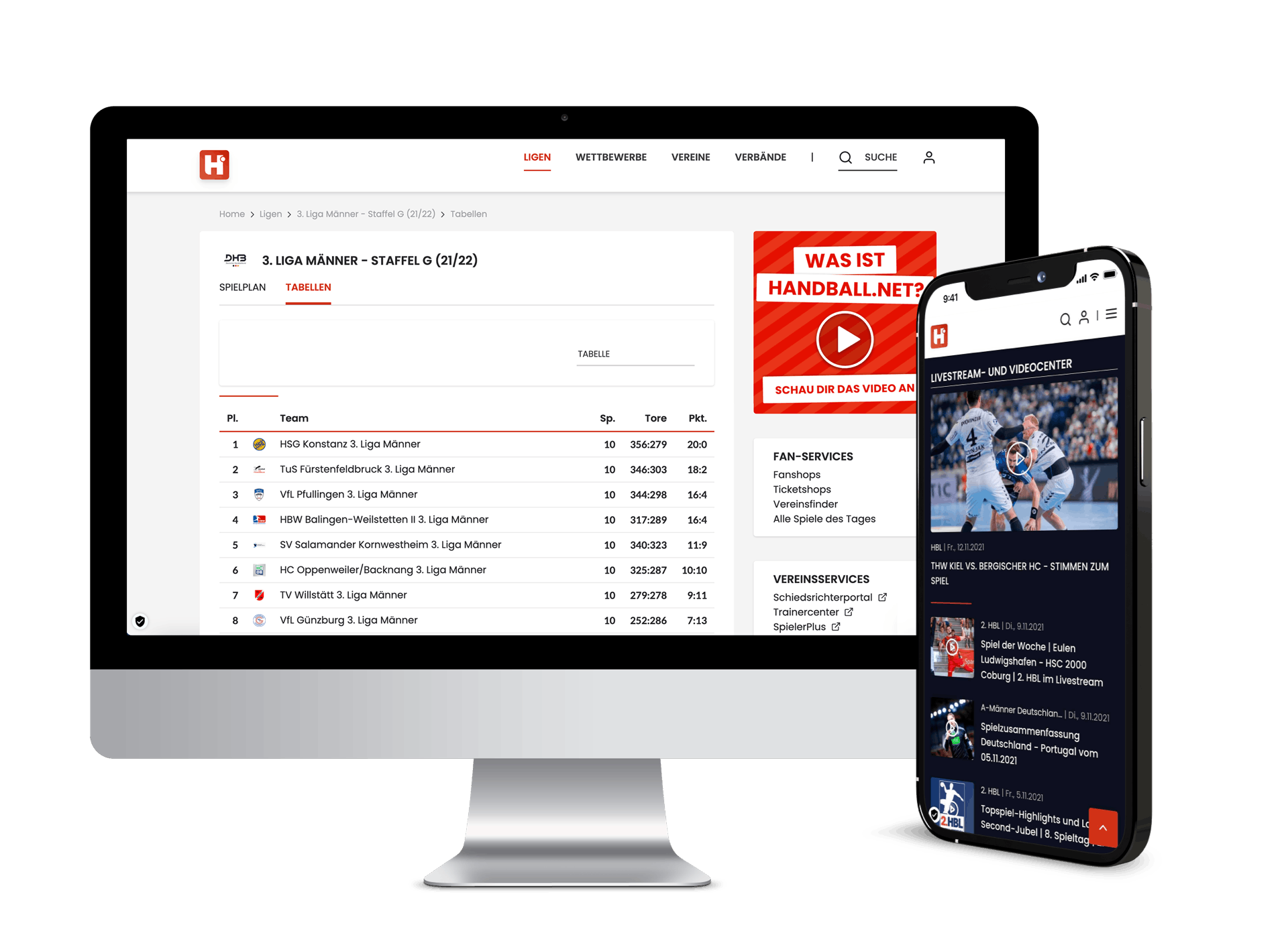 handball.net webapp und app darstellung